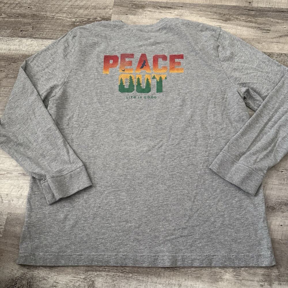 Life is Good Crusher Tee Mens XL Gray PEACE OUT Graphic Long Sleeve T-Shirt - Picture 9 of 10